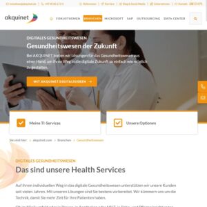 Screenshot der Health-Services-Seite von akquinet.com