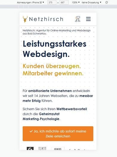 Responsive Anzeige einer Webseite in Google Chrome