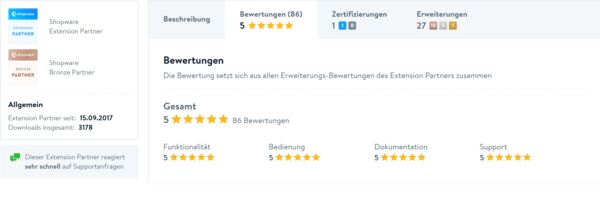 Netzhirsch im Shopware Community Store: Bewertungen, Zetifizierungen, Erweiterungen, Reaktionszeit