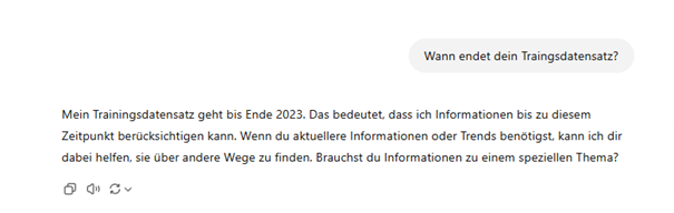 Frage zum Ende des Trainingsdatensatzes an ChatGPT-4