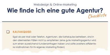 Blog-Beitragsbild zum Netzhirsch-Artikel "Professionelle Webdesign Agentur finden (2023)", das den Ausschnitt einer Checkliste zeigt